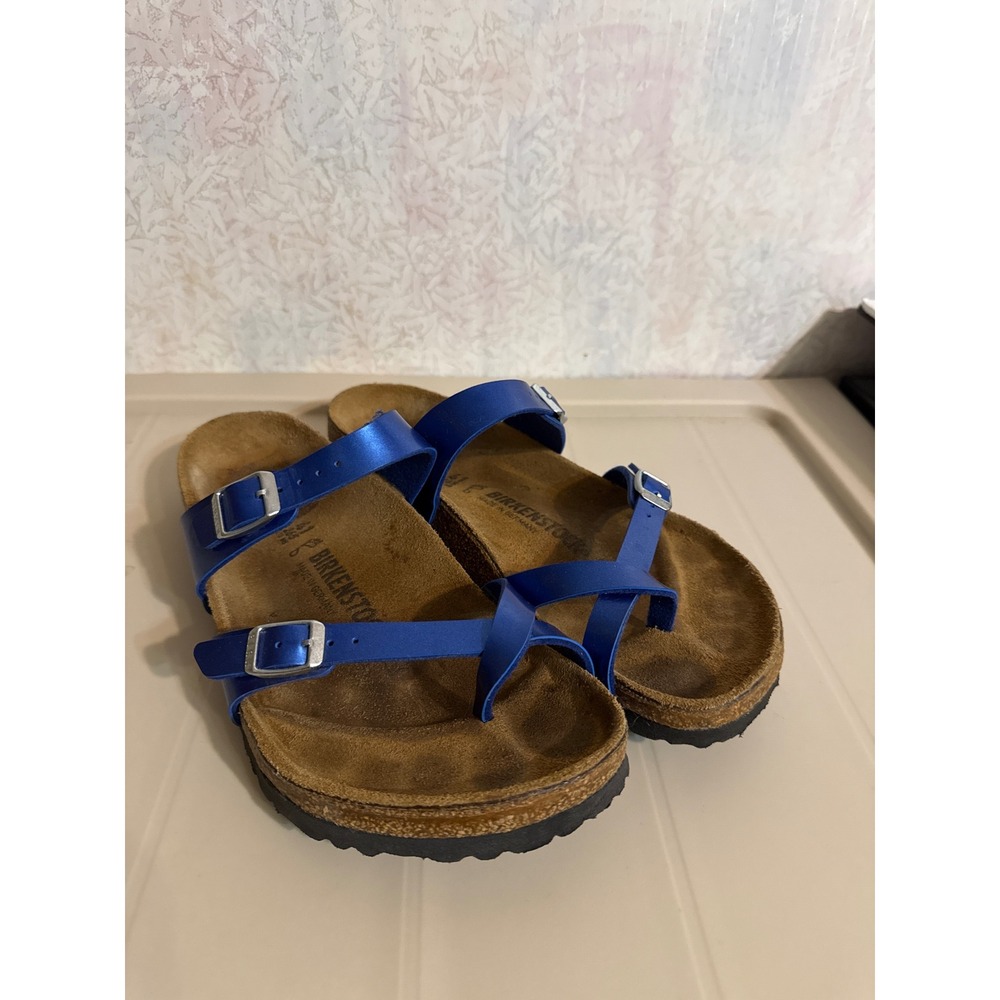Birkenstock Mayari Electric Blue Metallic Sandals Size 41 L10 M8 Toe Loop